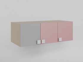Антресоль на шкаф 3-х створчатый (Розовый/Серый/корпус Клен) в Минусинске - minusinsk.katalogmebeli.com | фото