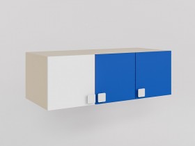 Антресоль на шкаф 3-х створчатый Скай люкс (Синий/Белый/корпус Клен) в Минусинске - minusinsk.katalogmebeli.com | фото