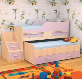 Кровать детская Лесики двухместная 1.8 Венге/Дуб молочный в Минусинске - minusinsk.katalogmebeli.com | фото 7