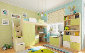 Детская комната Эппл (Зеленый/Белый/корпус Клен) в Минусинске - minusinsk.katalogmebeli.com | фото 2