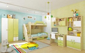 Детская комната Эппл (Зеленый/Белый/корпус Клен) в Минусинске - minusinsk.katalogmebeli.com | фото 3