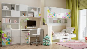 Детская комната Флер (Белый/корпус Выбеленное дерево) в Минусинске - minusinsk.katalogmebeli.com | фото 2