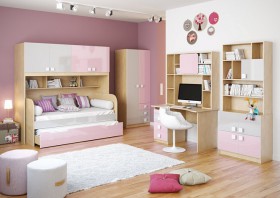 Детская комната Грэйси (Розовый/Серый/корпус Клен) в Минусинске - minusinsk.katalogmebeli.com | фото 2