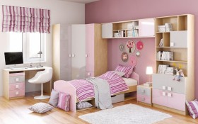 Детская комната Грэйси (Розовый/Серый/корпус Клен) в Минусинске - minusinsk.katalogmebeli.com | фото 3