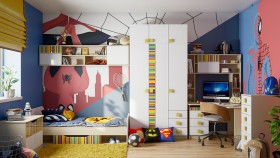 Детская комната Клаксон без машинок (Белый/корпус Клен) в Минусинске - minusinsk.katalogmebeli.com | фото