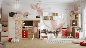 Детская комната Ретвит (Бежевый/Красный/корпус Клен) в Минусинске - minusinsk.katalogmebeli.com | фото 3