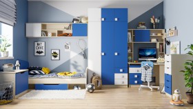 Детская комната Скай (Синий/Белый/корпус Клен) в Минусинске - minusinsk.katalogmebeli.com | фото
