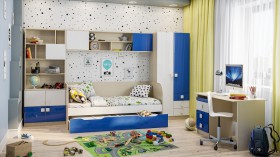 Детская комната Скай Люкс (Синий/Белый/корпус Клен) в Минусинске - minusinsk.katalogmebeli.com | фото