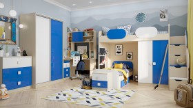 Детская комната Скай Люкс (Синий/Белый/корпус Клен) в Минусинске - minusinsk.katalogmebeli.com | фото 5