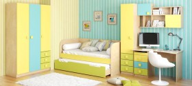 Детская комната Смайли (Желтый/Голубой/Зеленый/корпус Клен) в Минусинске - minusinsk.katalogmebeli.com | фото