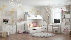 Детская комната Совушки (Белый/корпус Выбеленное дерево) в Минусинске - minusinsk.katalogmebeli.com | фото 3