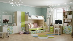 Детская комната Твит (Белый/Зеленый/корпус Клен) в Минусинске - minusinsk.katalogmebeli.com | фото 4