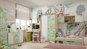 Детская комната Твит (Белый/Зеленый/корпус Клен) в Минусинске - minusinsk.katalogmebeli.com | фото 1