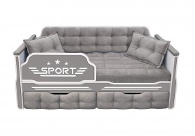 Кровать 160 серии Спорт 2 ящика 45 Серый (подушки) в Минусинске - minusinsk.katalogmebeli.com | фото