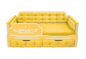 Кровать 160 серии Спорт 2 ящика 74 Жёлтый (мягкие боковые накладки) в Минусинске - minusinsk.katalogmebeli.com | фото