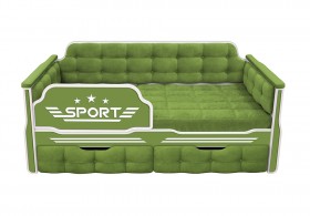 Кровать 160 серии Спорт 2 ящика 76 Зелёный (мягкие боковые накладки) в Минусинске - minusinsk.katalogmebeli.com | фото