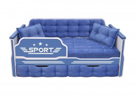 Кровать 160 серии Спорт 2 ящика 85 Синий (подушки) в Минусинске - minusinsk.katalogmebeli.com | фото