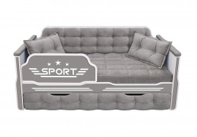 Кровать 170 серии Спорт 1 ящик 45 Серый (подушки) в Минусинске - minusinsk.katalogmebeli.com | фото