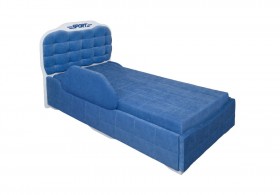 Кровать 190 Атлет Lux 29 Синий (мягкий бортик) в Минусинске - minusinsk.katalogmebeli.com | фото 1