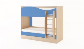 Кровать 2-х ярусная с ящиками (Беленый дуб/Синий) в Минусинске - minusinsk.katalogmebeli.com | фото