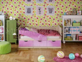 Кровать Бабочки 1,6м (Сиреневый металлик) в Минусинске - minusinsk.katalogmebeli.com | фото