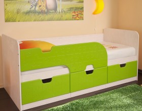 Кровать детская Минима 1,86м с ящиками (дуб атланта/лайм глянец) в Минусинске - minusinsk.katalogmebeli.com | фото 1