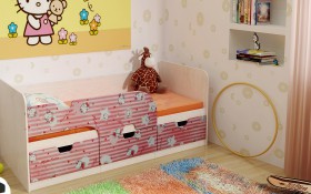 Кровать детская Минима Лего 1,86м с ящиками (дуб атланта/лиловый сад) в Минусинске - minusinsk.katalogmebeli.com | фото 4