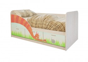 Кровать детская Минима Лего 1,86м с ящиками (дуб атланта/лиловый сад) в Минусинске - minusinsk.katalogmebeli.com | фото 9