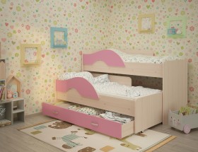 Кровать детская Радуга 1600 Млечный дуб/Розовый в Минусинске - minusinsk.katalogmebeli.com | фото 1