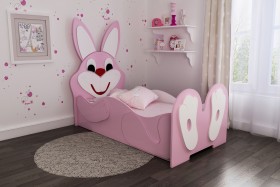Кровать детская Зайка 1.6 Розовый/Белый в Минусинске - minusinsk.katalogmebeli.com | фото