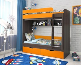 Кровать двухъярусная Юниор-5  Бодего/Оранжевый в Минусинске - minusinsk.katalogmebeli.com | фото