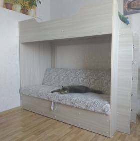 Кровать двухъярусная с диваном (Беленый дуб) в Минусинске - minusinsk.katalogmebeli.com | фото