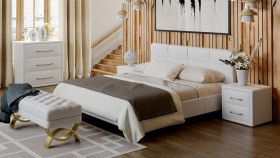 Кровать «Элис» c мягкой обивкой тип 1 Экокожа/Белый/1600 в Минусинске - minusinsk.katalogmebeli.com | фото