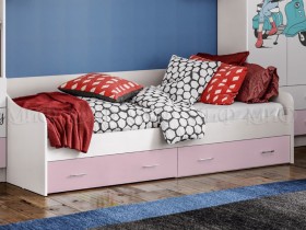 Кровать Fashion-1 Вега 0,9 м (Белый/Розовый) в Минусинске - minusinsk.katalogmebeli.com | фото 1