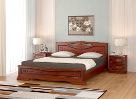 Кровать Карина-7 из массива сосны 1400*2000 Орех в Минусинске - minusinsk.katalogmebeli.com | фото 1