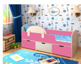Кровать Малыш-мини Дуб молочный/Розовый в Минусинске - minusinsk.katalogmebeli.com | фото