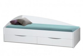Кровать одинарная "Фея - 3" (асимметричная) (2000х900) New/(белый / белый / ДВПО белый) в Минусинске - minusinsk.katalogmebeli.com | фото