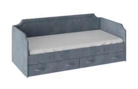 Кровать с мягкой обивкой и ящиками «Кантри» Тип 1 (900) (Замша синяя) в Минусинске - minusinsk.katalogmebeli.com | фото