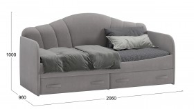 Кровать с мягкой спинкой и ящиками «Сабрина» 900 Светло-серый в Минусинске - minusinsk.katalogmebeli.com | фото 3