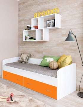 Кровать с выкатными ящиками Винтерберг/Оранжевый в Минусинске - minusinsk.katalogmebeli.com | фото
