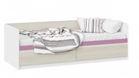 Кровать «Сканди» с 2 ящиками Дуб Гарден/Белый/Лиловый в Минусинске - minusinsk.katalogmebeli.com | фото