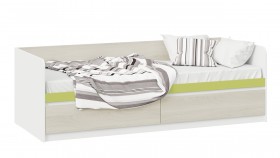 Кровать «Сканди» с 2 ящиками Дуб Гарден/Белый/Зеленый в Минусинске - minusinsk.katalogmebeli.com | фото 1
