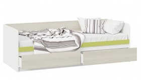 Кровать «Сканди» с 2 ящиками Дуб Гарден/Белый/Зеленый в Минусинске - minusinsk.katalogmebeli.com | фото 2
