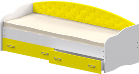 Кровать Софа-7 с мягкой спинкой (800х1900) Белый/Желтый в Минусинске - minusinsk.katalogmebeli.com | фото