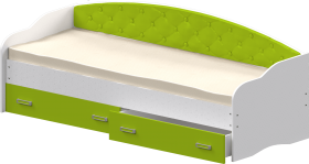 Кровать Софа-7 с мягкой спинкой (800х1900) Белый/Лайм в Минусинске - minusinsk.katalogmebeli.com | фото