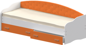 Кровать Софа-7 с мягкой спинкой (800х1900) Белый/Оранжевый в Минусинске - minusinsk.katalogmebeli.com | фото