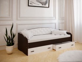Кровать Софа-7 с мягкой спинкой (800х1900) Венге/ Белый в Минусинске - minusinsk.katalogmebeli.com | фото