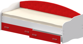 Кровать Софа-7 с мягкой спинкой (800х2000) Белый/Красный в Минусинске - minusinsk.katalogmebeli.com | фото 1