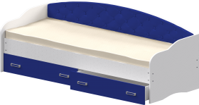 Кровать Софа-7 с мягкой спинкой (800х2000) Белый/Синий в Минусинске - minusinsk.katalogmebeli.com | фото