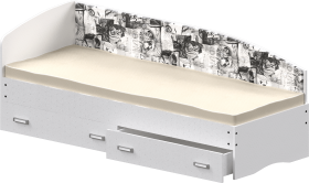 Кровать Софа-9 с мягкой спинкой с рисунком Милана (900х1900) Белый в Минусинске - minusinsk.katalogmebeli.com | фото